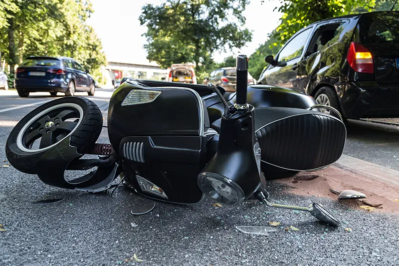 road accident with motor scooter